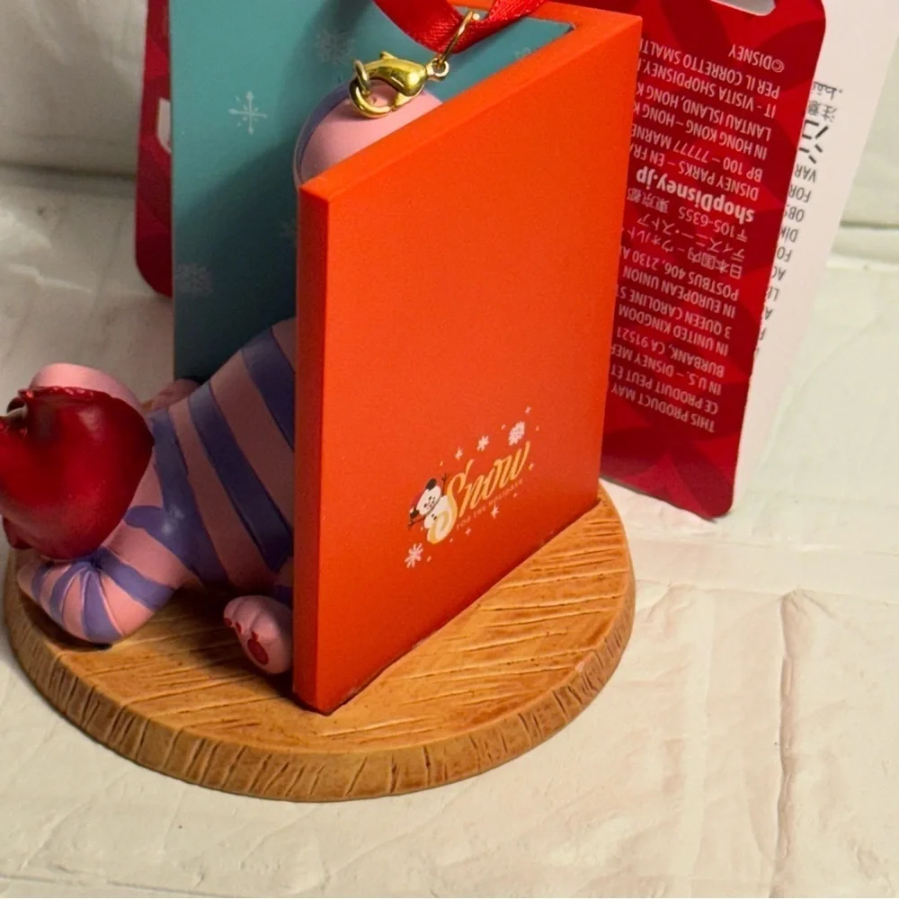 New Disney Cheshire Cat Christmas Ornament in Book Red and Purple